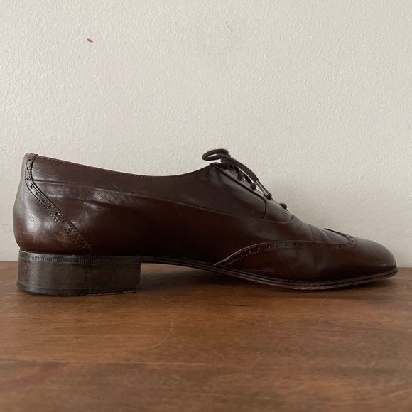 Vintage Brass Boot Brown Leather Wingtip Oxfords Made in Italy 8 - Picture 6 of 16